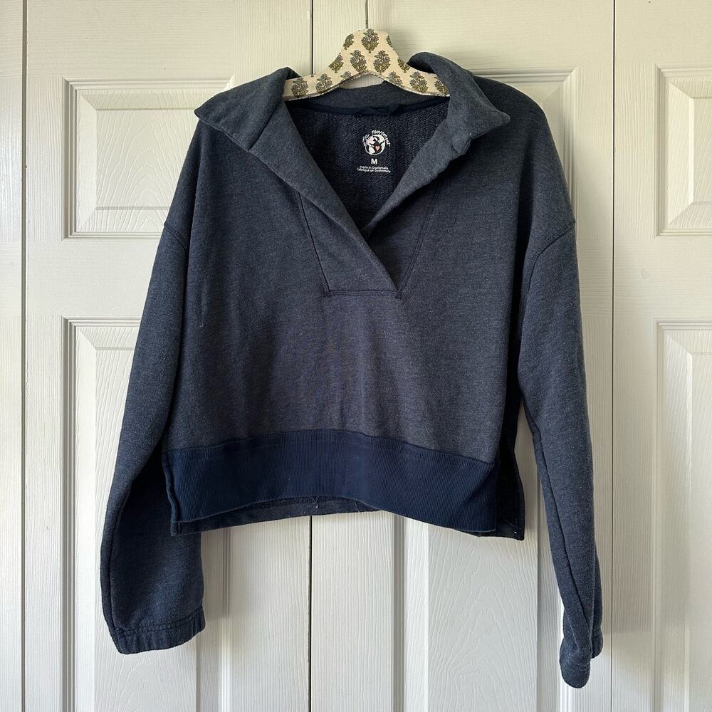 Free People Navy Pullover Sweatshirt